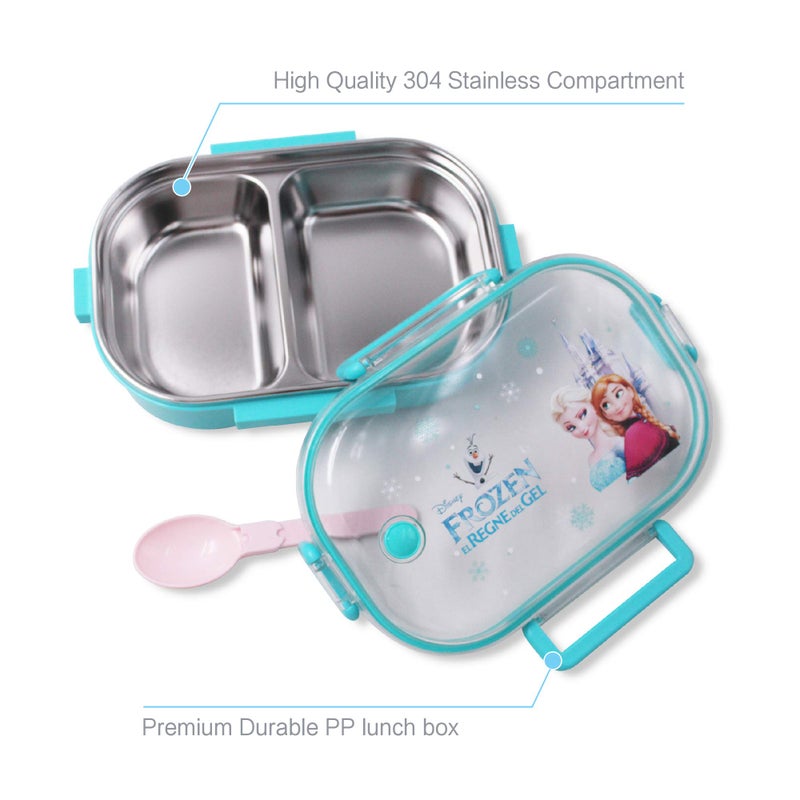 Finex Frozen Princess Pink Zippered Insulated Food Bag + Light Blue Stainless Steel Compartment Bento Container Box with Clear Lid set for picnic - Image 4